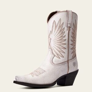 Ariat Cream Western Boots with Tan Embroidery